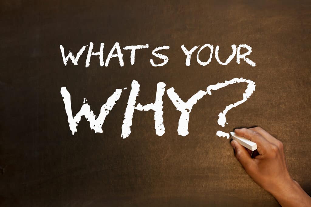 what's,your,why,question,handwriting,with,chalk,on,blackboard.,business