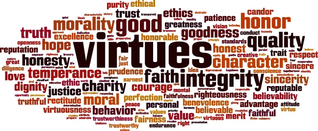 virtues,word,cloud,concept.,vector,illustration
